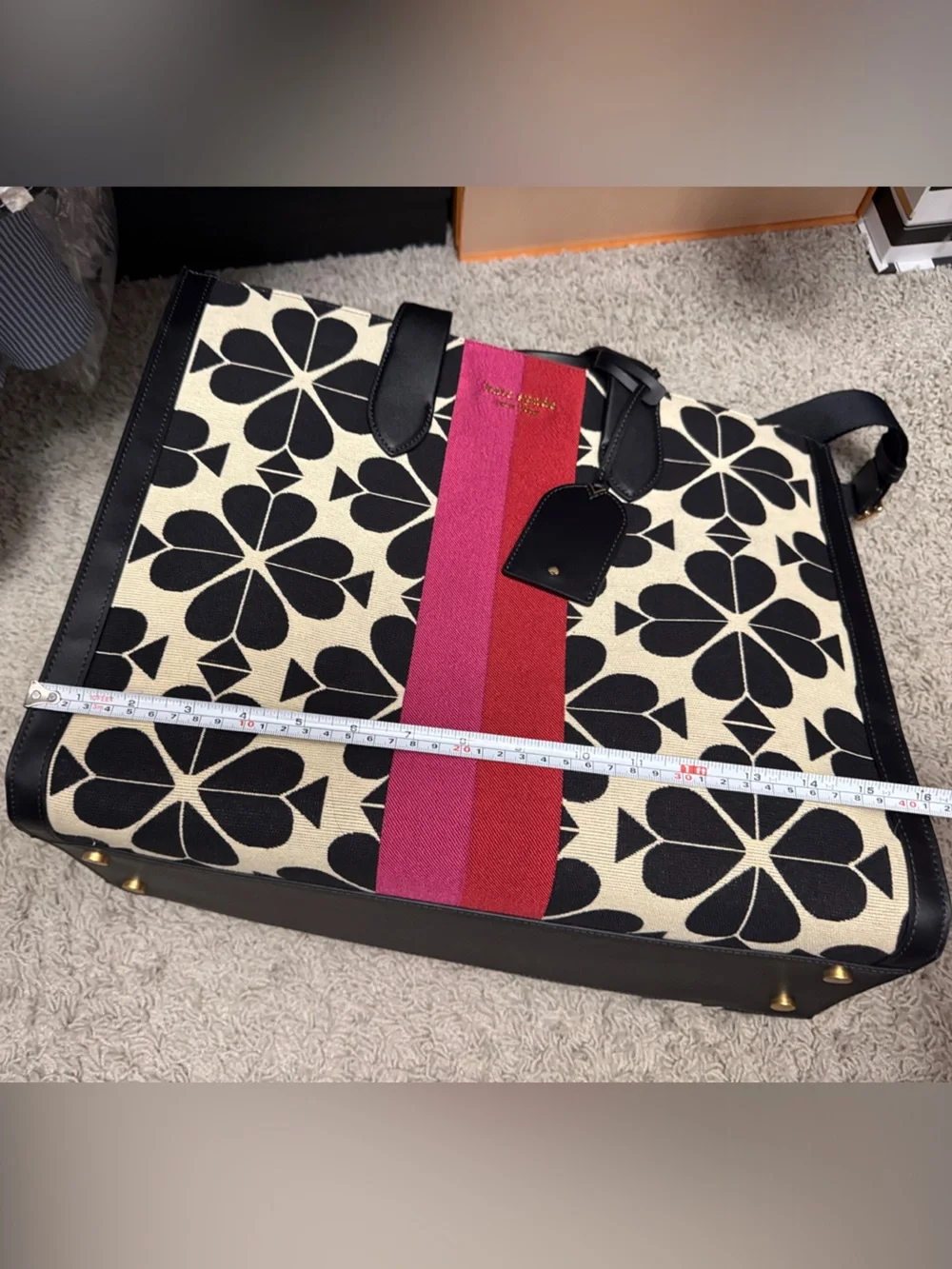 kate spade Black & Pink Stripe Canvas Tote